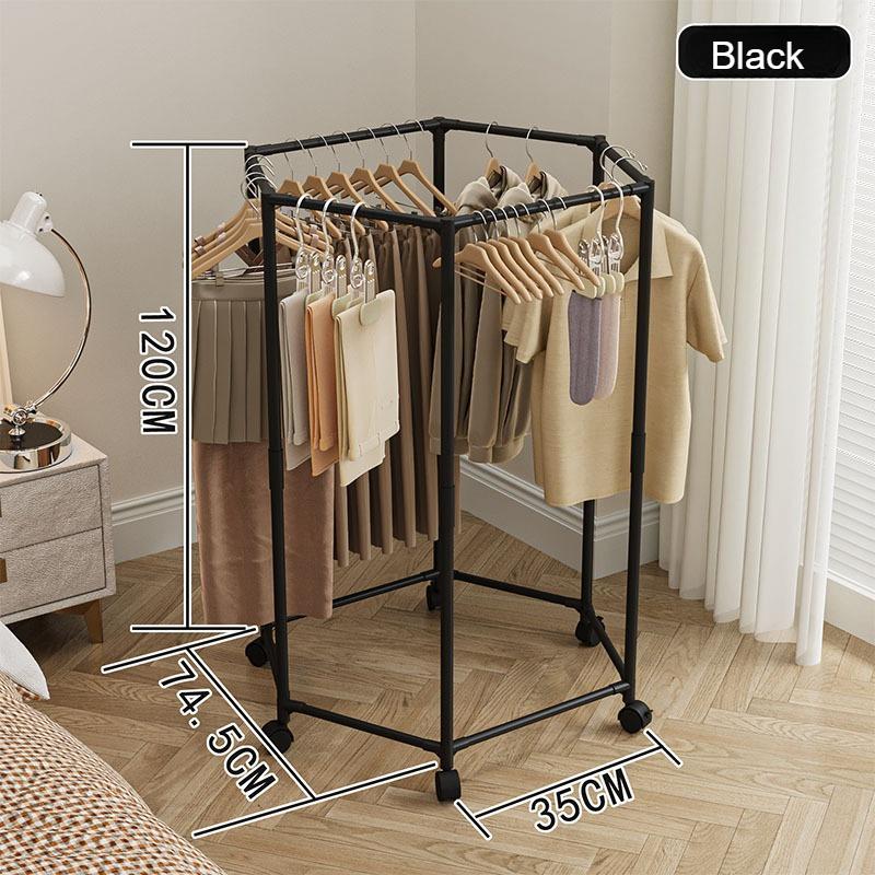 Органайзер для шкафа из нержавеющей стали - Отдельно стоящая 6-ярусная вешалка для одежды на колесиках с полками Компактный дизайн Металлический каркас чёрный 4770₽