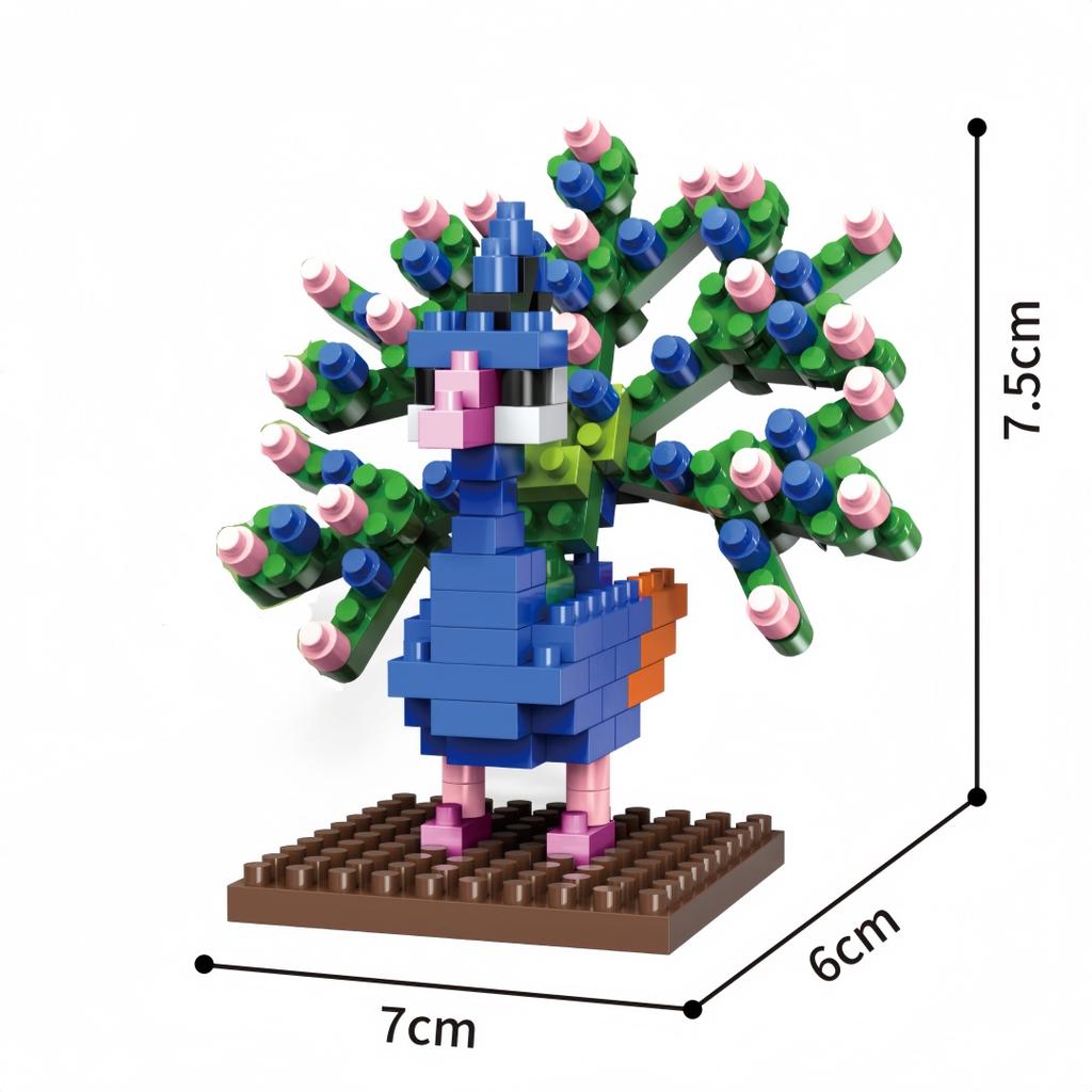 KNEW BUILT Panda Pavone Volpe Pinguino Animale Domestico Gatto Cane Micro Mini Giocattoli da Costruzione-Decorazione Festa Amata dai Bambini,Regalo di Natale,Assemblaggio Puzzle