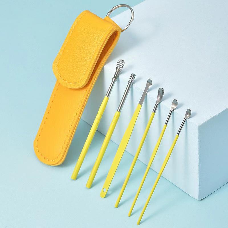 Ear Scoop 6-piece Set Household Portable Keychain Ear Scoop Ear Pick Screw Ear Scoop Cleaner Ear Picking Tool