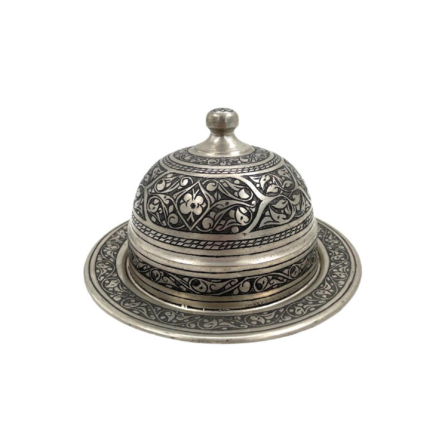 

Медная Презентация Кофе Одной Наивной Ручкой Резными Цветами Османской Антиквариат чистый