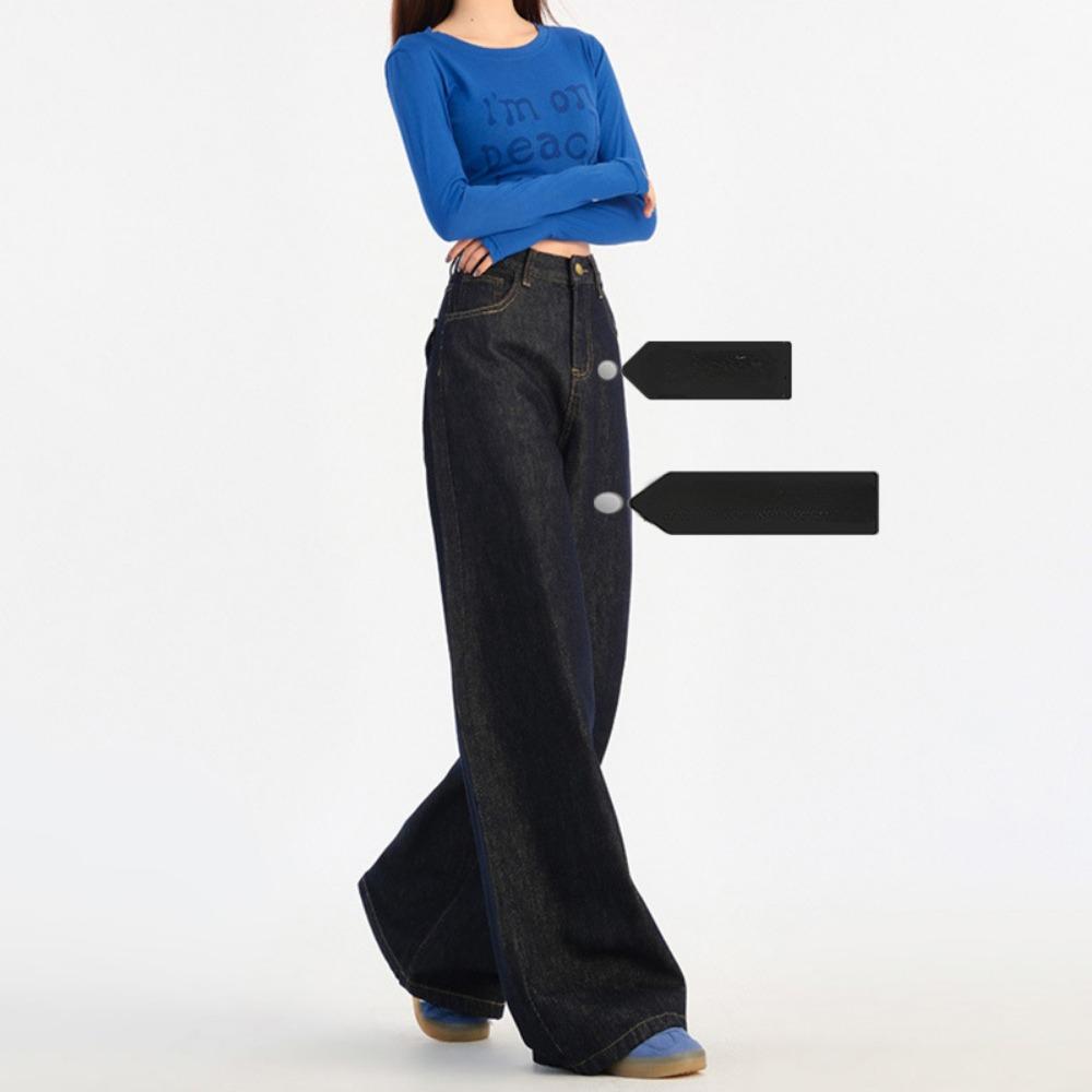 Lazy style high-waisted jeans women's drooping feeling spring and autumn new versatile Korean version wide-leg mopping jeans tide