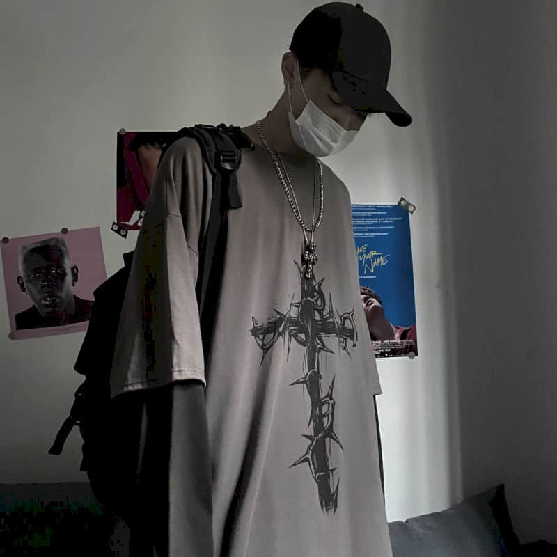 T-shirt da uomo Autunno Abbigliamento da uomo Anime Casual Manica Lunga Oversize Y2K T-shirt Harajuku Streetwear Academia Hip Hop Magliette