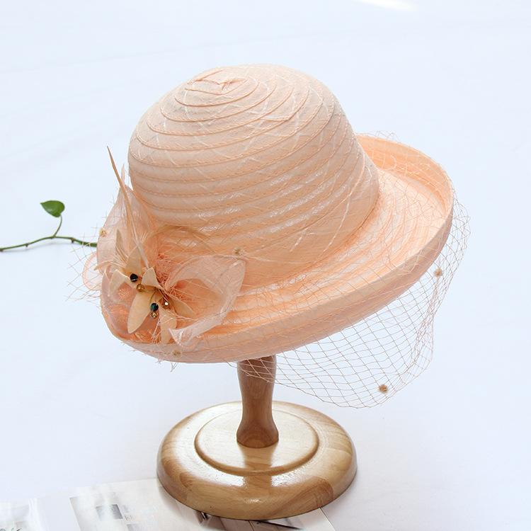New summer curled mesh top hat fashion celebrity fashion hat outdoor sunshade basin hat women's sunscreen sun hat