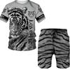 T Shirt & Shorts Sets 2piece Suit for Mens Animal Pattern Print Short Sleeve Tracksuit Leisure 3D Polyester Man's Set