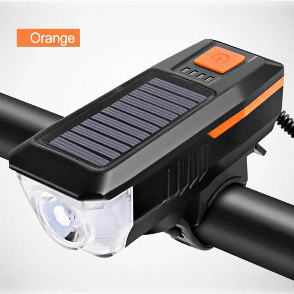 3 Modes Solar Bicycle Front Light With Horn USB Rechargeable Led Mountain Bicycle Lamp Bell Headlight Bike Light жёлтый
