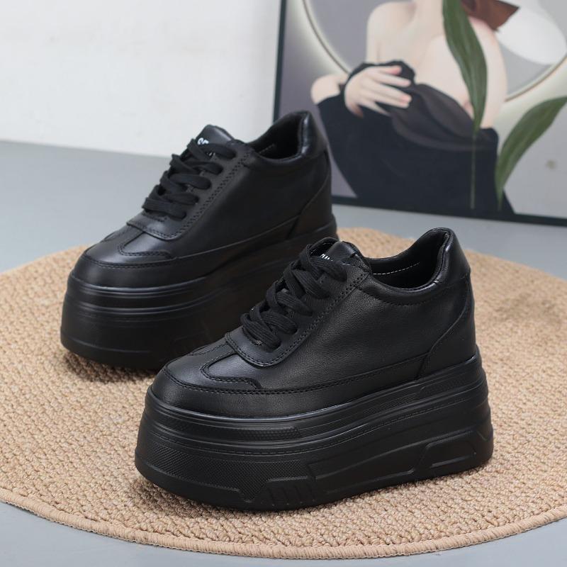 

Мода 10 см Синтетическая Натуральная Кожа Белый Роскошный Дизайнерский Кроссовок Женский Осень Весна Ковбойская Платформа Клиновидный Высокий Бренд Обувь 34 чёрный