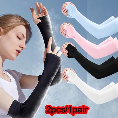 Cooling Nylon Arm Sleeves, 2 Pcs/Pair, Thin Long Breathable UV Protection for Cycling, Driving, Fishing, Running and Sports