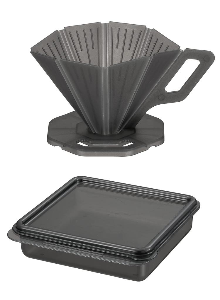 CB Japan Folding Coffee Dripper [Made in Japan] with Storage Case, QAHWA, Black