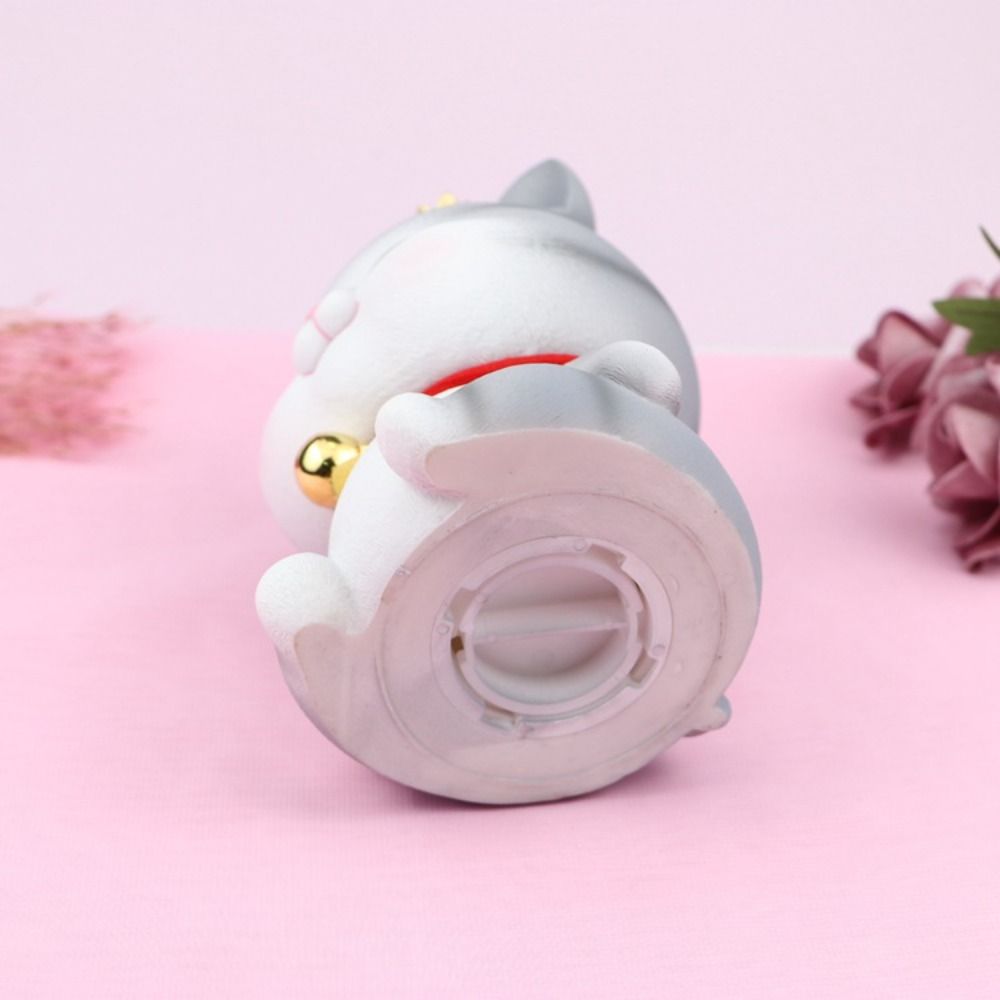 Animal Design Statue Money Box Grey Cat Crafts Ornaments Creative Cat Piggy Bank  Home Office
