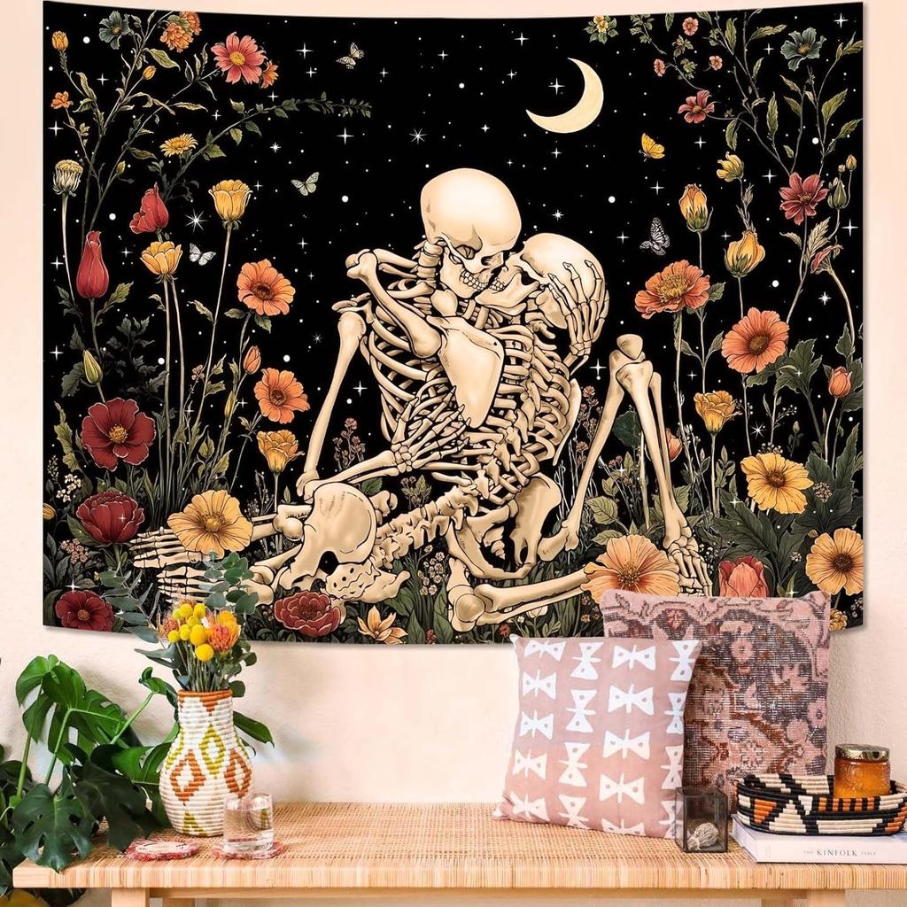 Accnicc Sun and Moon Tapestry for Bedroom Hippie Boho Floral Flower Plant Wall Tapestry Aesthetic Vintage Galaxy Celestial Star
