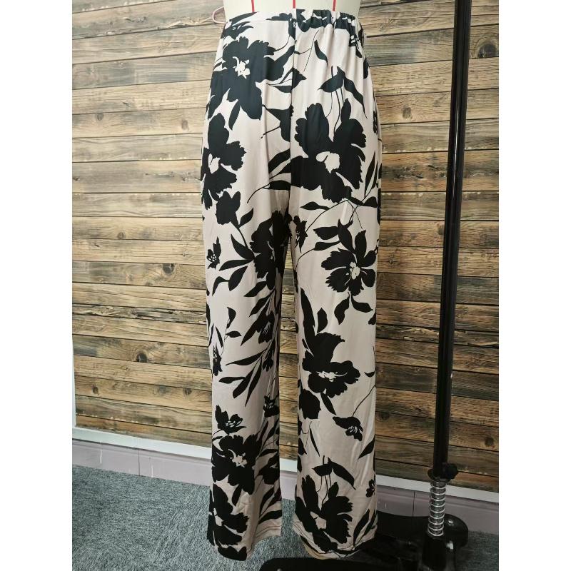 2026 Nuovi Pantaloni Lunghi Stampati alla Moda e Comodi con Vita Elastica e Gamba Larga per Donna, Pantaloni Casual