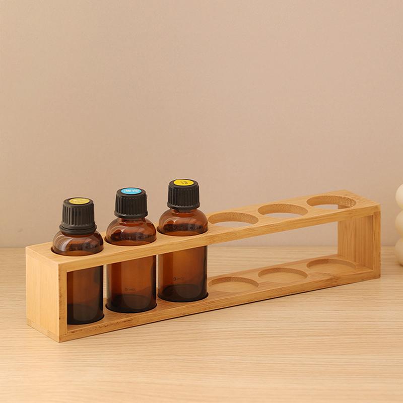 5/6 Holes Wooden Essential Oils Storage Rack Fits 30Ml Bottles Tabletop Display Stand For Aromatherapy Bottles Storage