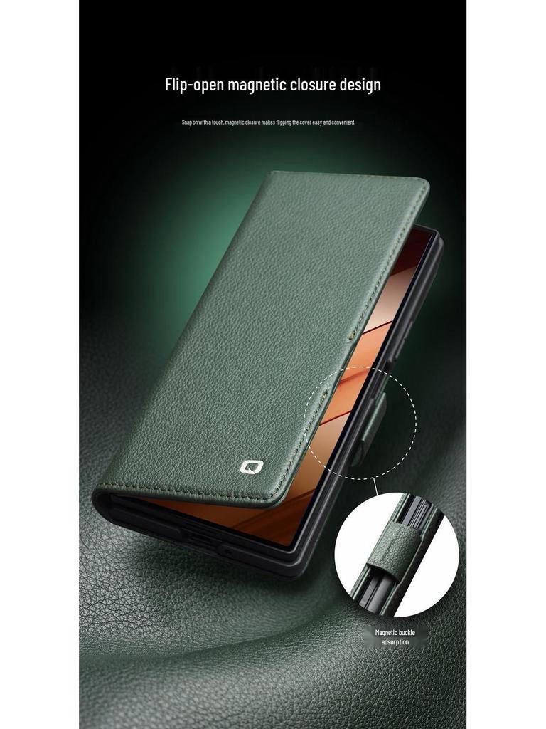 Étui à rabat magnétique en cuir véritable Chali pour Samsung Galaxy Z Fold7