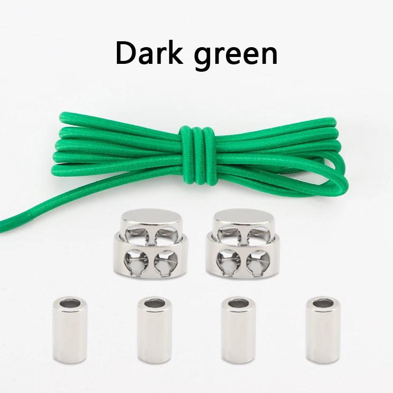 

1 пара спортивных шнурков без завязок, эластичные шнурки для кроссовок, металлическая пружинная пряжка, круглые шнурки, резинки для обуви, аксессуары темно-зеленого
