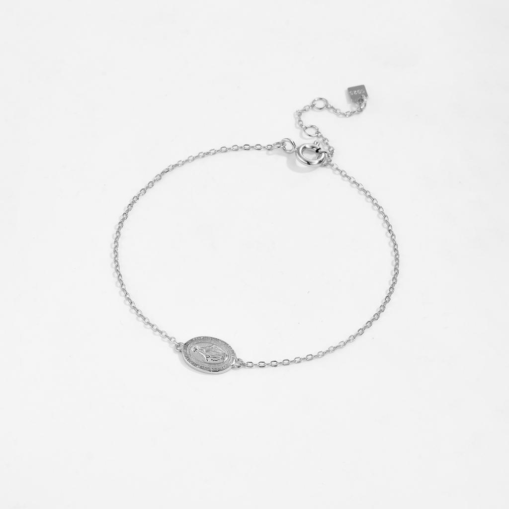 ANDYWEN 925 Silver Gold Virgin Mary Charm Chain Bracelet Luxury Women Fashion Exquisite Fine Punk Jewelry