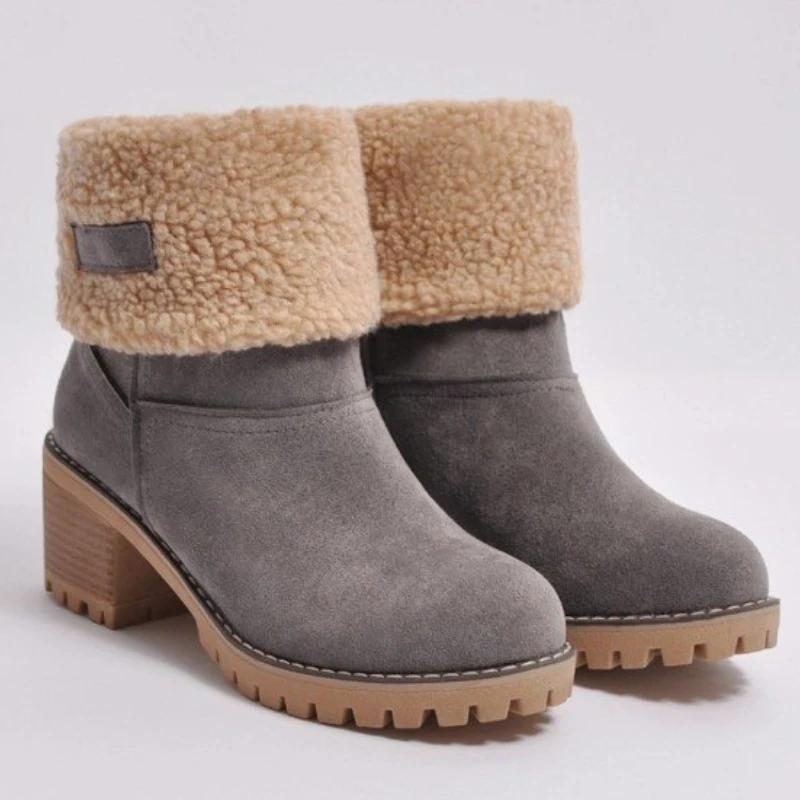 2025 Winter New Women's Velvet Warm Multi Functional High Heels Large Size 35-43 Cotton Boots Black Casual Low Top Snow Boots