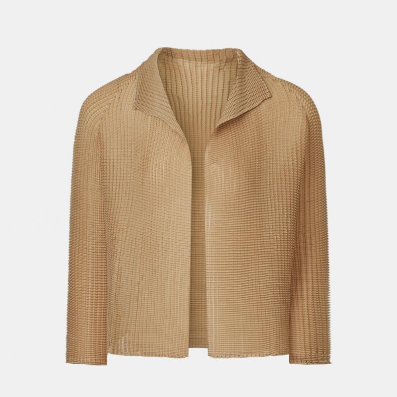 Pleats Me Mesh Open Collar Cardigan Epcdm126008