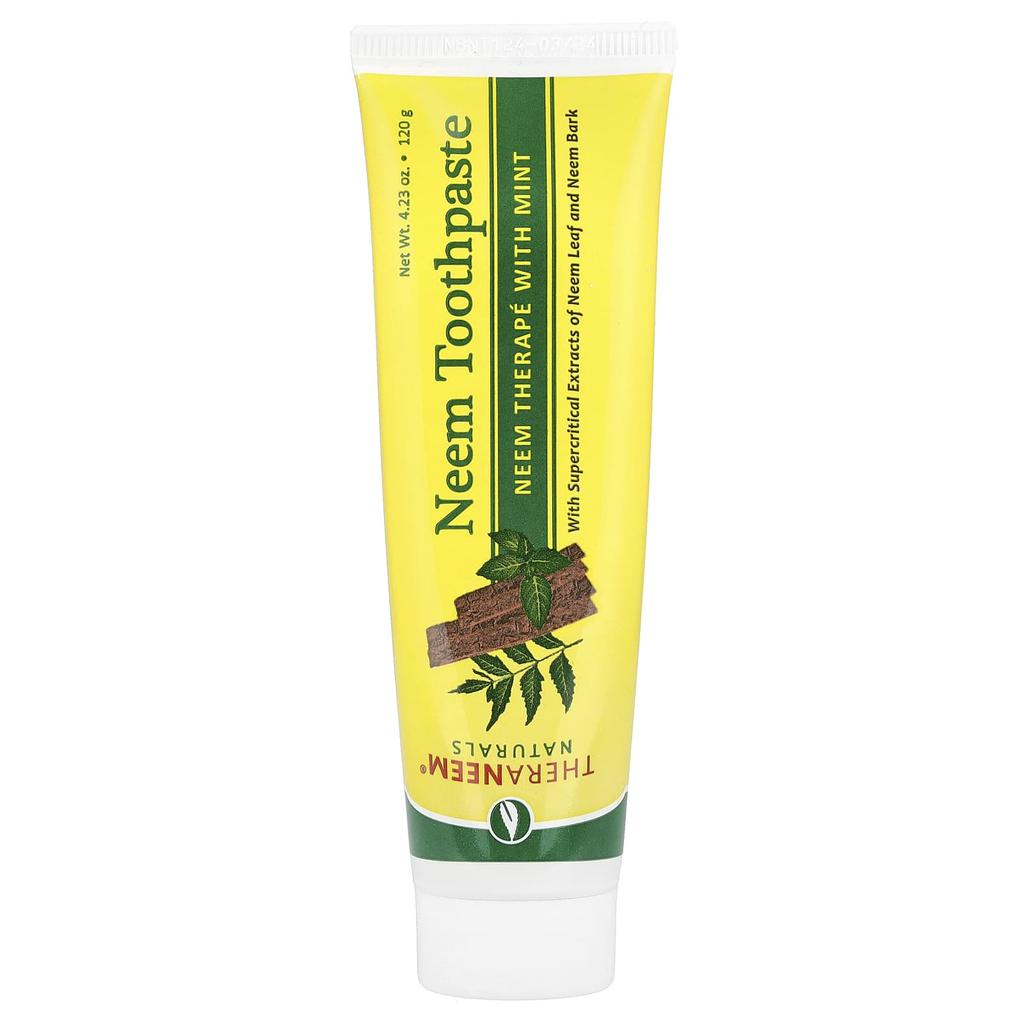 Theraneem Naturals, Neem Toothpaste, Neem Therapy with Mint, 120G(4.23Oz)