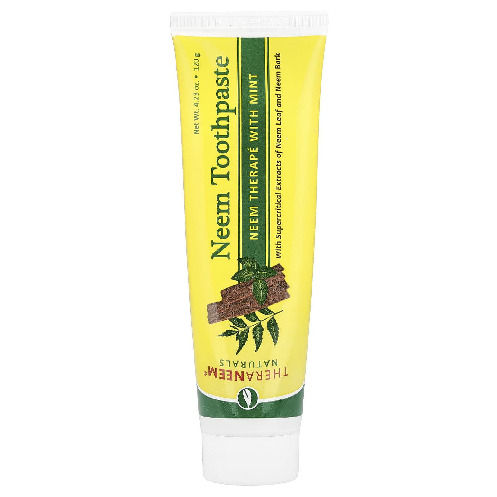 

Theraneem Naturals, Зубная паста с нимом, Терапия нимом с мятой, 120 г(4.23 унции)