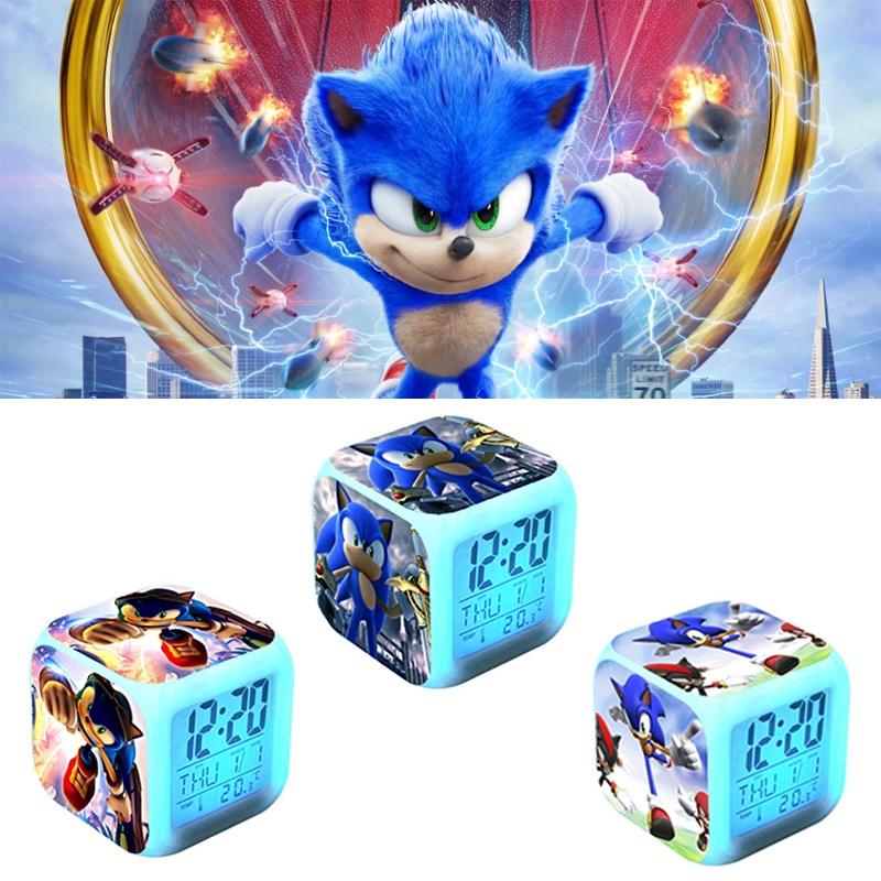 Sonic The Hedgehog Noční světlo Budík 7 barev měnící LED s funkcemi teploty a světla na tlesknutí