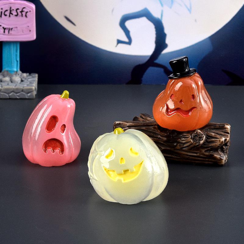 Non-Toxic Micro Landscape Luminous Pumpkin Resin Decorative Ornaments Diy Cream Glue Decoration Material Halloween Pumpkin Gift