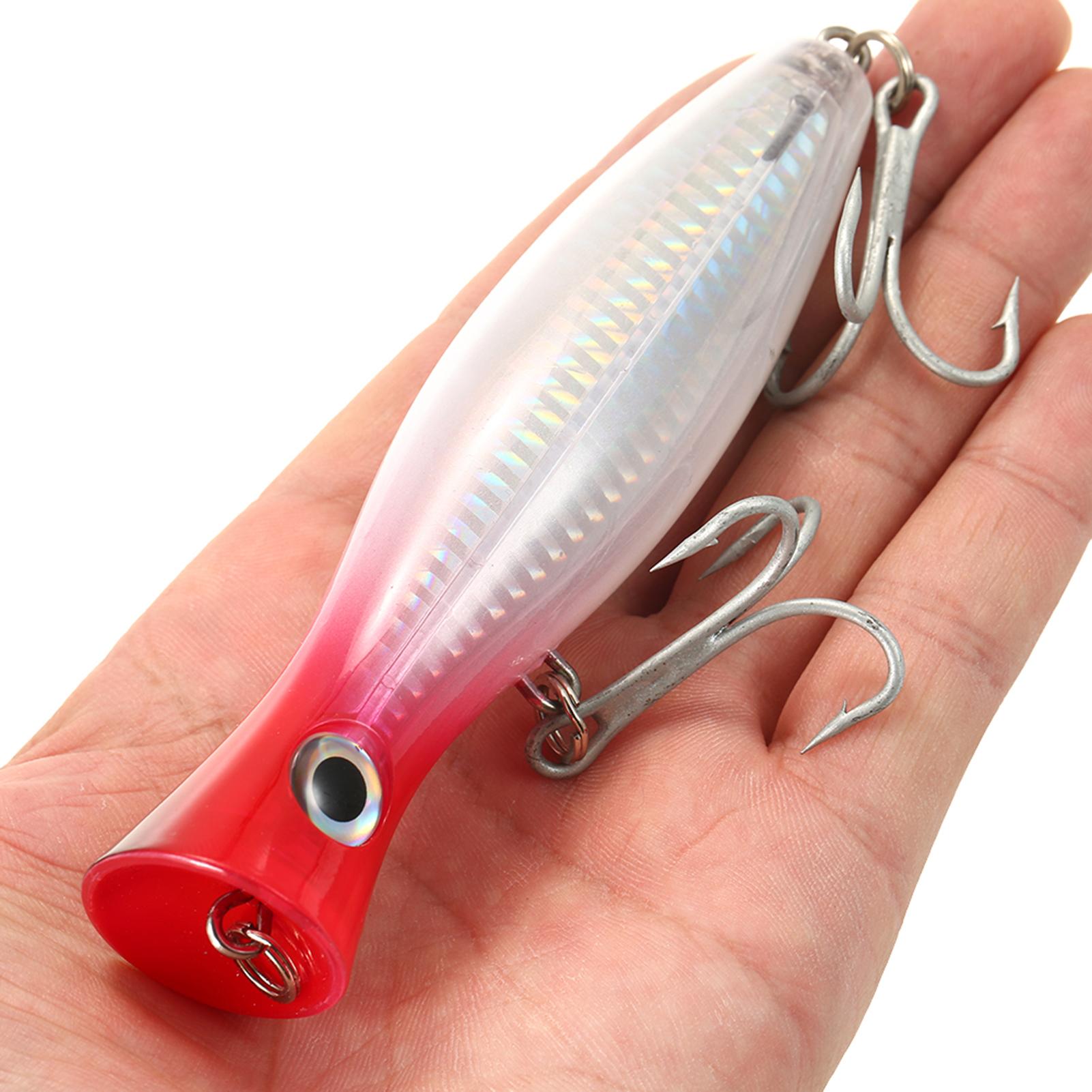 

12cm 45g Large Popper Lure Artificial Seal Lure 3D Eyes Hard Popper Fishing Lure with Hooks and Ring for Saltwater Red
