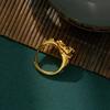 JMXD-Yellow Gold Pixiu Ring, Retro Versatile Light Luxury, High-end Atmosphere, Safe and Lucky, Meaning Coin Opening Index Finger Ring