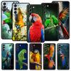 Parrot Bird Phone Case For Samsung Galaxy S26 Ultra S25 Plus S24 FE S23 S22 5G S21 S20 Cover Black Soft