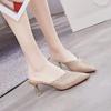 2024 New Mesh Diamond-tipped Half Slippers Women Fashion Women's Shoes Pointed Crystal High Heels Sandals