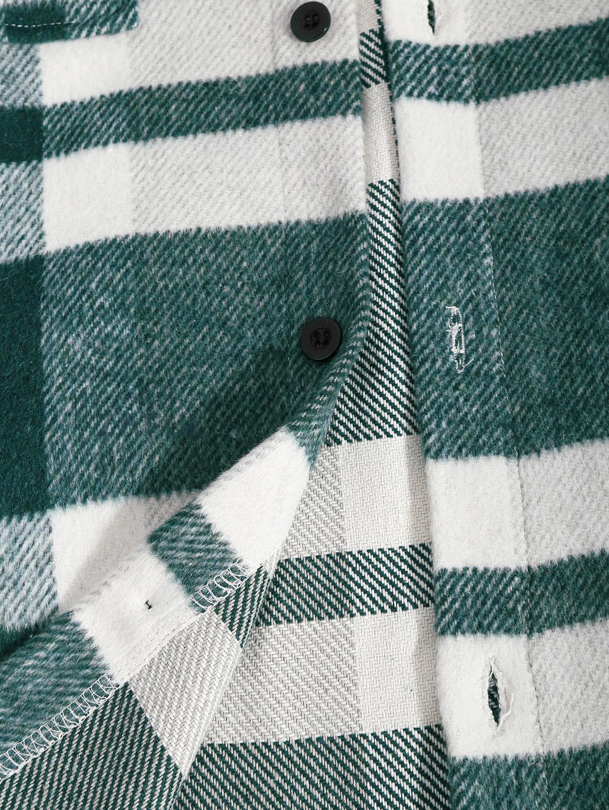 ZAFUL Мужская повседневная клетчатая рубашка с узором спереди и пуговицами на кармане — фото 4