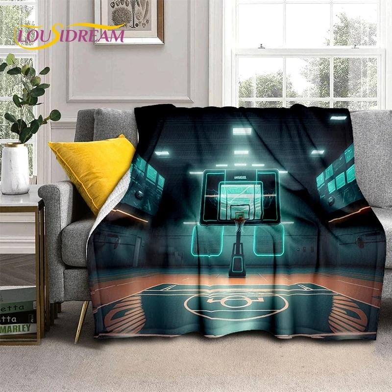 Lastest Basketball Court Frame Soft Blankets,Keep Warm Throw Blanket Comfortable Blanket for Picnic Beds Sofa Home Bedroom gift