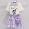 Kuromi Girls' Summer Cartoon JK Skirt Set - Short Sleeve Dress for Middle and Big Kids