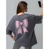 Fashion New Arrival Short Sleeve T-shirt Printing Bows Loose Casual Top Bow Print Loose T-shirt