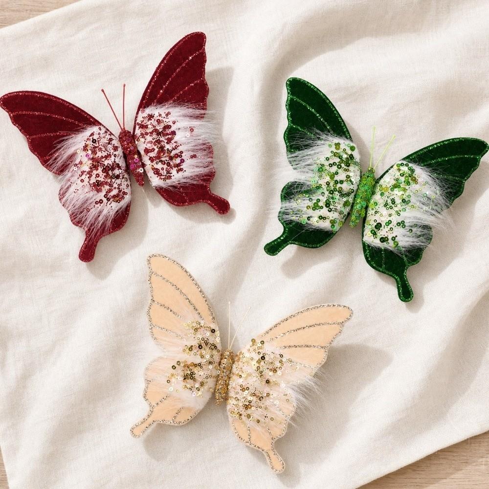 Clip-On Xmas Tree Butterfly Hanging Decor Simulation Butterfly Hanging  Scene Atmosphere Layout