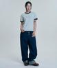 MOO Horse Hotfix Ringer Short Sleeve T-Shirt - Sky