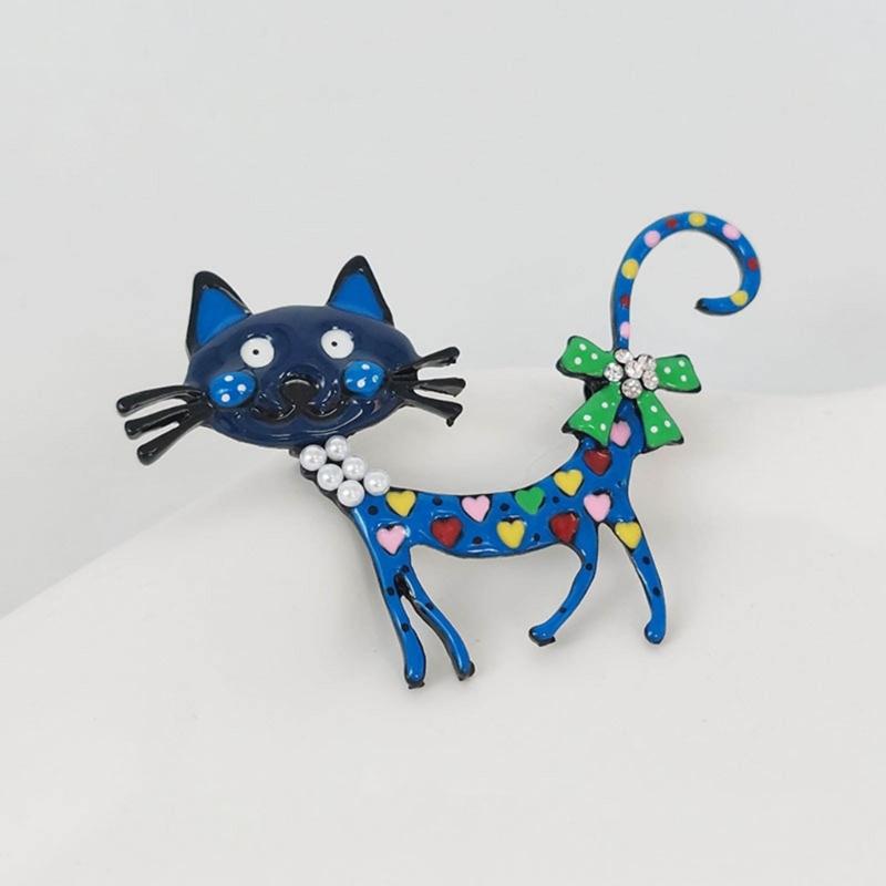 Cute Cartoon Cat Brooch Pin Accessory Colorful Enamel Craft Lapel Pins Ornament Stylish Collar Pin Adornment for Women