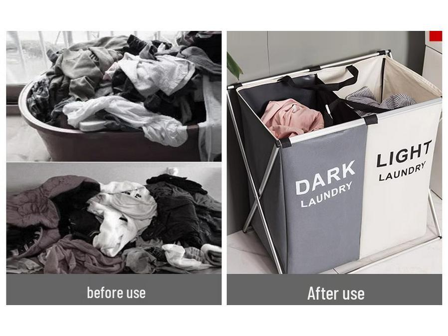 Foldable Waterproof Laundry Hamper with Handles - Oxford Cloth and Aluminum Frame