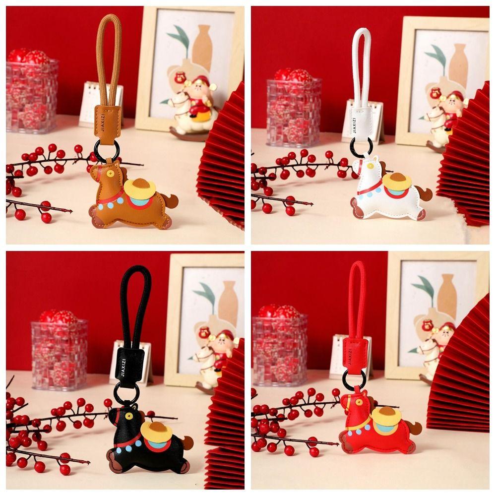 Leather Zodiac Pony Bag Pendant Cartoon Chinese New Year Gift Unique Horse Keychain  Birthday Gift