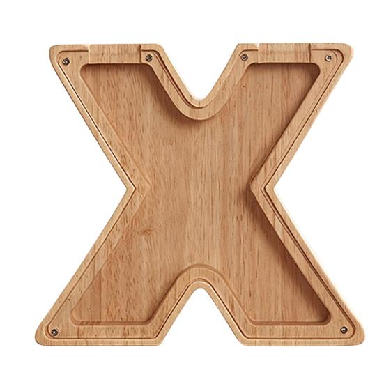 Wooden Piggy Bank with Clear Window, A-Z Letter Coin Cash Container for Kids Adults, Unbreakable Money Saving Box Decoration