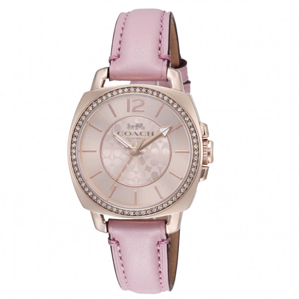 

[Coach] Часы BOYFRIEND с розовым циферблатом из нержавеющей стали и кожи, кварцевые, 34 мм, женские, 14503981