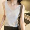 Black Undershirt Tank Thin Knit Vest Bright Silk Women Sexy Sleeveless Top Loose Causal Office Lady Korean Fashion Summer