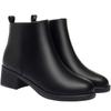 Winter Medium Heel Women's Short Boots Black Velvet Work Shoes Thick Heel, Martin Boots Professional Women's Shoes Soft Leather Cotton Shoes