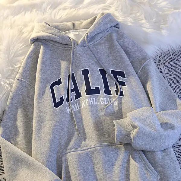 Women Winter Sweatshirt Print Hooded Pullovers Korean Fashion Loose Casual Hoodies Fleece Pullover Women Clothing