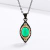 Exquisite Emerald Agate Inlaid Clavicle Chain Elegant Black Gold Women's Jewelry Sweater Chain Party Wedding