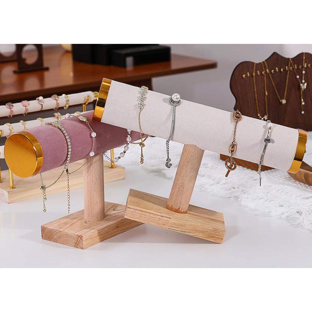 Solid Wood Bracelet Display Stand Wood Single Layer Bracelet Rack Portable Watch and Bangle Display Stand Holder