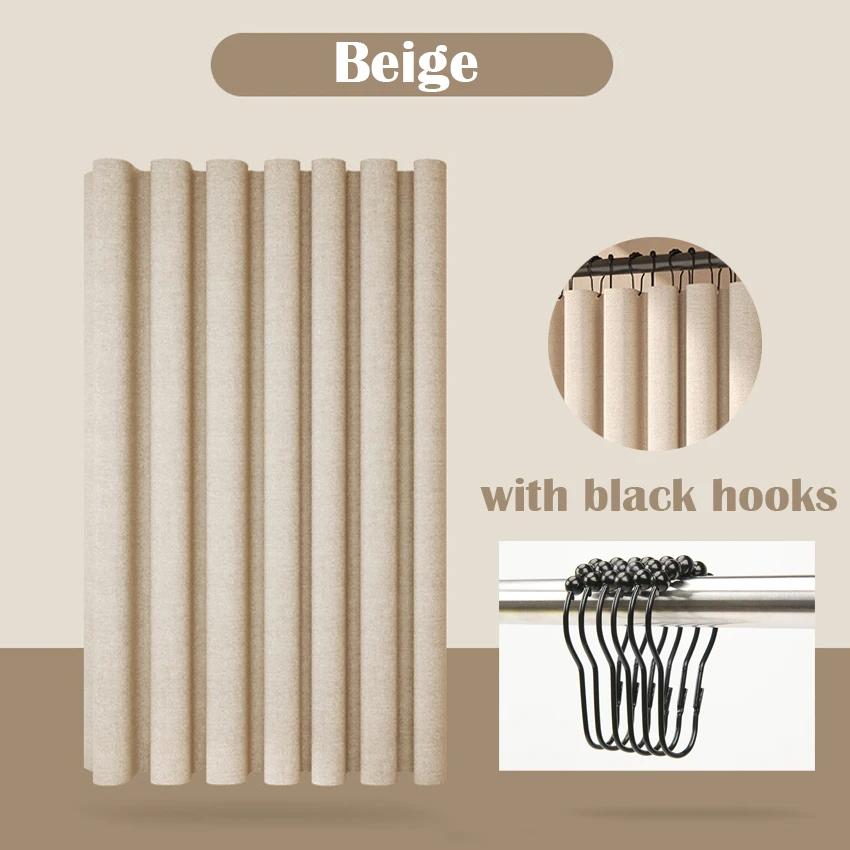 Плотная занавеска для душа с имитацией льна — фото 13