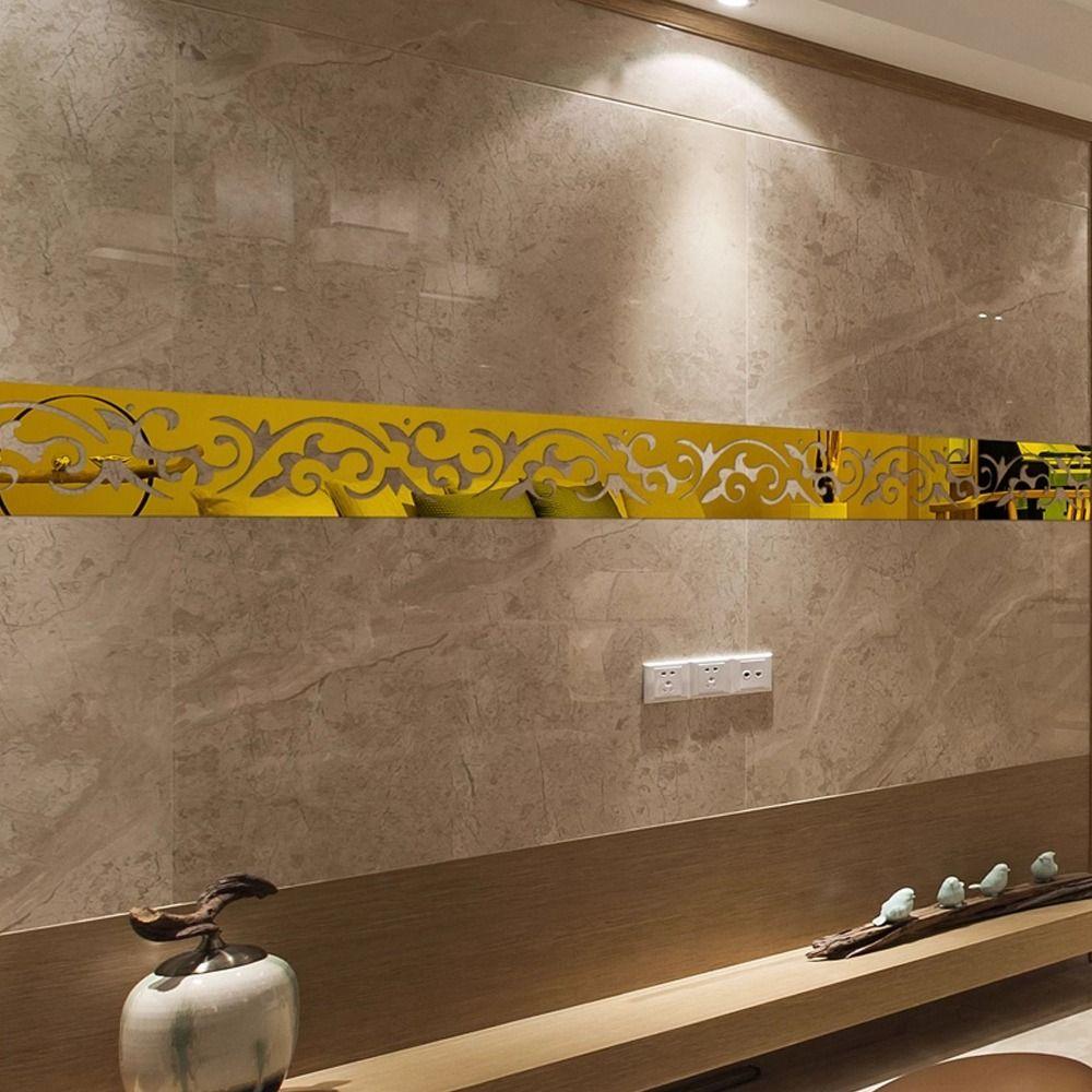 Self Adhesive Mirror Waist Line 3D Design 3D Mirror Wall Stickers  Room Decor