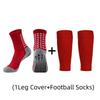 1 Pair of Combination Adhesive Point Anti Slip, Sweat and Odor Resistant  Football Sports Socks+leg Protectors