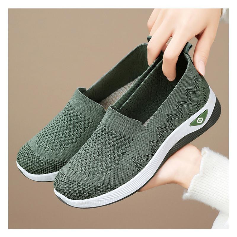 Damskie oddychające dzianinowe buty wsuwane do chodzenia, lekkie, codzienne, wygodne mokasyny