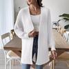 Women Casual Long Sleeve V Neck Solid Open Front Faux Mink Knit Cardigan Sweater Outerwear